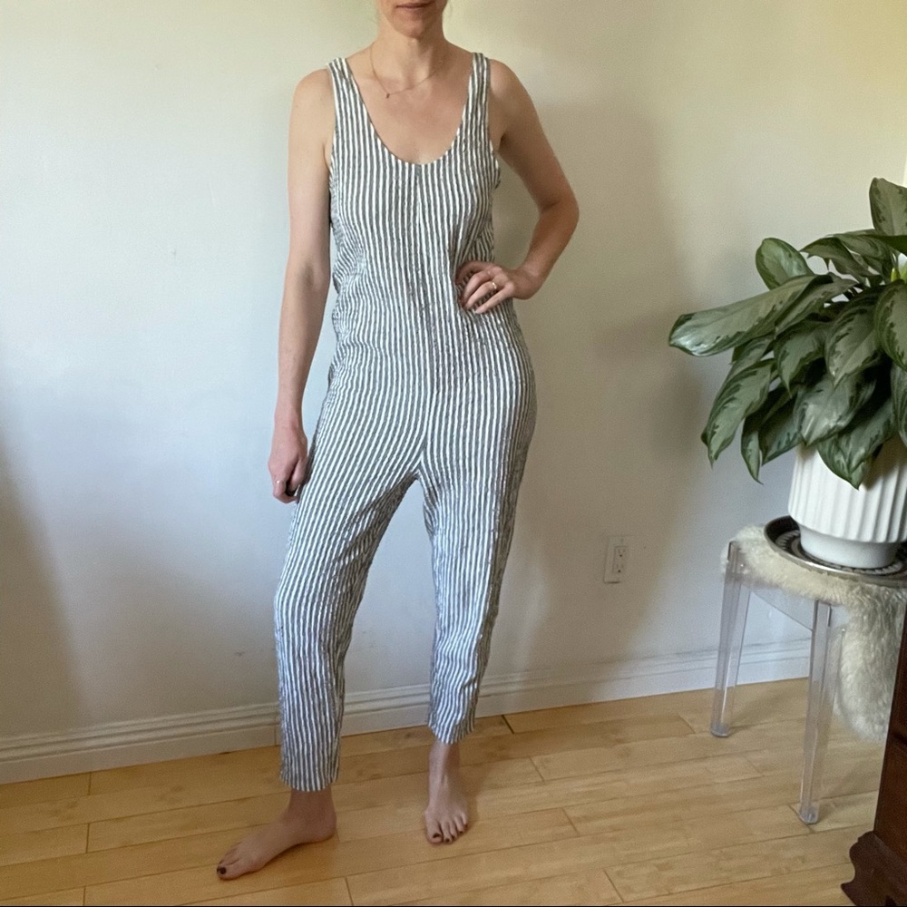 Striped Seersucker Jumpsuit